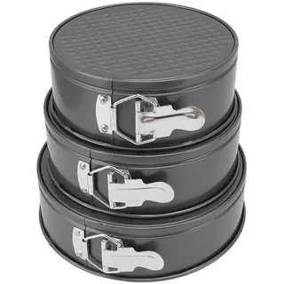 3-Teiliges Springform Set, Runde Kuchen-Backformen, 26 24 22 cm Rund mit Abnehmbarem Boden für Käsekuchen Pizzabrot Keks, Antihaftbeschichtet, Kohlenstoffstahl und Edelstahl