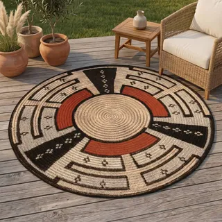 Gino Falcone Outdoor-Africa 44 Outdoor-Teppich 130 x 130 cm Beige/Mehrfarbig