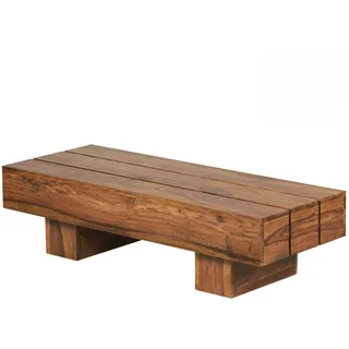 Wohnling Couchtisch Massiv-Holz Sheesham 120cm breit Design Wohnzimmer-Tisch dunkel-braun Landhaus-Stil Beistelltisch