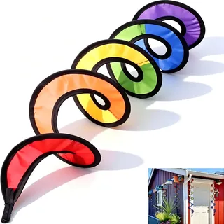 2 Stück Bunte Regenbogen Windspiralen, Faltbare Hängende Windspiele | Larfraecy regenbogenfarbene Spiralfahnen als Dekozubehör für Garten, Terrasse, Zelt und Outdoorpartys