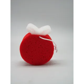 martini SPA - Xmas Collection - Weicher, geformter Körperschwamm, Weihnachtskugel mit Kordel, aus Polyurethan, weiß und rot, 10 x 12 x 4 cm, 9 g, 1 Stück