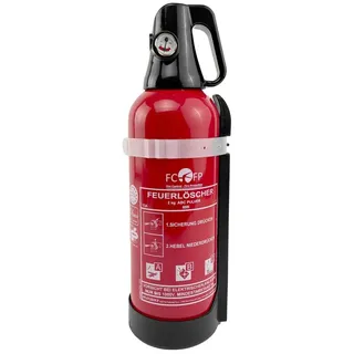 ANAF Pulver-Feuerlöscher ABC Aluminium-Pulverfeuerlöscher 2 kg mit 4 LE KFZ Halterung, Pulver rot