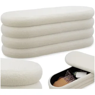 Tectake Polsterbank Altu Bouclé Creme Weiß 110 x 45 x 42 cm