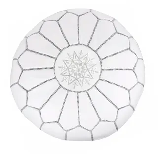 Leder Sitzhocker orientalische Sitzkissen Pouf Pouffe Ottoman Sitz kissen weiß S