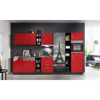 kochstation Küchenzeile KS-Paris 350 cm rot
