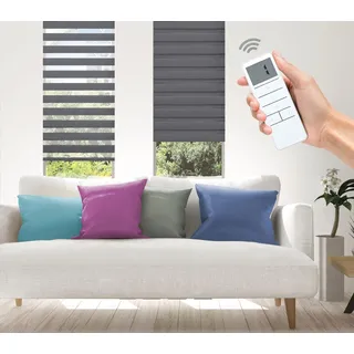 Elektrisches Rollo Aline - SMART HOME, Good Life, Lichtschutz, ohne Bohren, Klemmfix, mit Fernbedienung grau 60 cm x 150 cm
