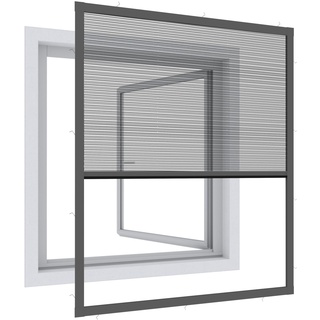 Windhager Expert Plissee Fenster Ultra Flat, Insektenschutz für Fenster, Fliegengitter, Mosquitoschutz, Selbstbausatz 130 x 150 cm, anthrazit, 03245