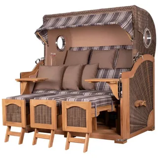 bene living bene,iving Strandkorb Komplettset Ammersee Grande XXL Teak Bullauge PE grau Modell 522