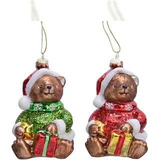 Christmas Decorations 1 Christbaumschmuck Glas Teddybär Geschenk Weihnachtskugeln Weihnachtsbaum bunt
