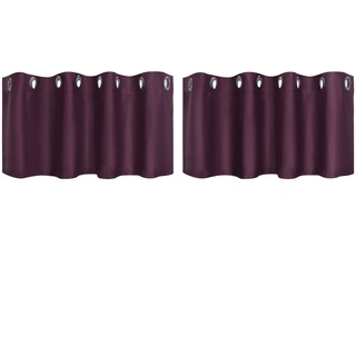 PiccoCasa 2er Set Gardine für Küche Polyester Scheibengardine Kurzgardine Blickdicht Kleine Gardine Burgund 46H x 132B cm