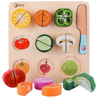 Classic World - Holz Schneiden Gemüse Puzzle Spielzeug Küche bunt Pretend Spielset