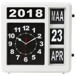 Perel Klappzahlen-wanduhr mit kalendar 31 x 31 cm, niederländisch