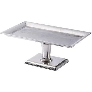 MichaelNoll Etagere XL Dekoteller Schale - Servierplatte Groß aus Metall Aluminium - Silber Deko Luxus - Tischdeko Hochzeit - Dekoration für Wohnzimmer, Esszimmer oder Küche - 40 cm