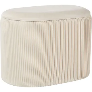 Beliani Pouf mit Stauraum Samtstoff 55 x 41 x 35 cm Beige