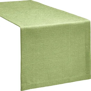 Erwin Müller Tischwäsche, Tischläufer Uni, Krefeld lindgrün Größe 40x170 cm - fleckabweisend, schmutzunempfindlich und leicht zu reinigen, Leinen-Optik (weitere Farben, Größen)