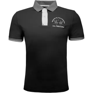 La Martina Poloshirt MAP005 grau / schwarz / weiß S