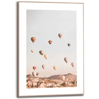 Bild REINDERS "Gerahmtes Bild Heißluftballon Ballonfahrt - Kappadokien - Freiheit", grün (farbe bild(er): khaki), B:50cm H:70cm, MDF, Bilder, Bild