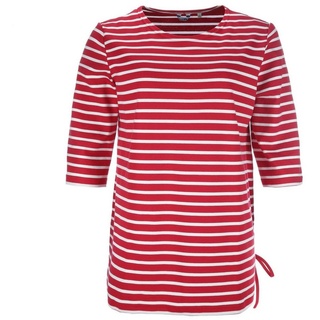 modAS Rundhalsshirt Damen Long-Shirt 1/2-Arm Streifen Maritim mit modischer Schnürung rot 50