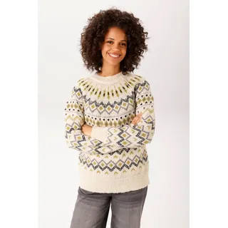 Aniston CASUAL Strickpullover mit trendigem Norweger-Muster Grau / Schwarz / Wollweiß 42