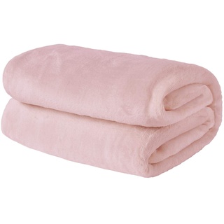 Brentfords Bettdecken, 100% superweicher Flanell-Fleece-Polyester, Blush Pink, Medium - 150 x 200cm