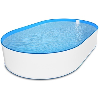 Ovalpool Stahlwandpool weiß Poolfolie blau Poolset oval 360 x 737 x 135 cm als Komplettset