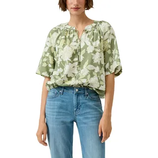 Klassische Bluse S.OLIVER, Damen, Gr. 36, khaki aop, Web, Obermaterial: 84% Viskose, 16% Polyamid, bedruckt, relaxed fit normal, Rundhals, gerader Abschluss, Blusen Bluse, mit All-Over Print