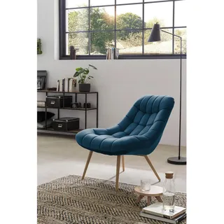 SalesFever Relaxsessel Toulon Samt 76 x 85,6 x 85,6 cm Blau mit XXL-Steppung