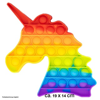 Rainbow Geschenkartikel Im- & Export GmbH Lernspielzeug Push it Pop Up Spielzeig Bubble Toy Einhorn Teil 19 x 14 cm bunt