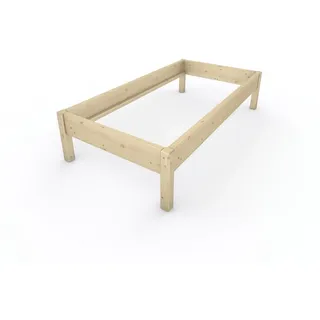 TUGA-Holztech Massivholzbett Holzbett Naturholzbett 100 x 200 cm 48 cm Bettgestell ohne Kopfteil, Br 70 80 90 100 120 140 160 180 200 Lg 200 220 H=38/48/58 cm 100 cm x 200 cm x 48 cm