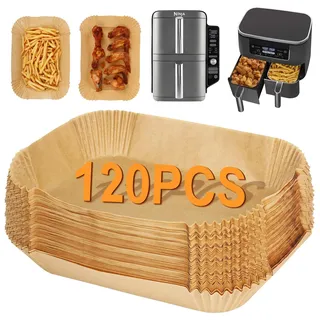 Sans marque BYKITCHEN 120Stück Backpapier für Heißluftfritteuse Ninja Double Stack XL 9.5L SL400EU, Air Fryer Zubehör, für AF300EU AF400EU,Ninja Double Stack XL, Cookwise & anderen Dual Zone Airfryer