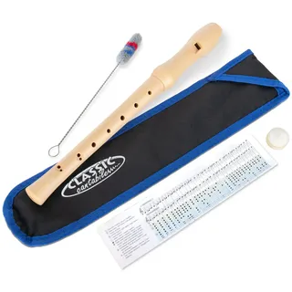 Classic Cantabile Stella Blockflöte Ahorn barocke Griffweise, Länge: 32 cm | 2-teilige Blockflöte, Aus edlem Ahorn, Stimmung: C-Sopran, Mit schwarzem Etui, Inklusive Wischerstab und Korkfett, 1 x Etui