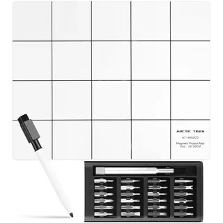 Magnetmatte, Magnetic Project Mat mit Stift, Magnetische Arbeitsmatte mit Schraubendreher Werkzeuge, Magnetische Unterlage für Smartphone Laptop Oder Andere Elektronik Reparatur
