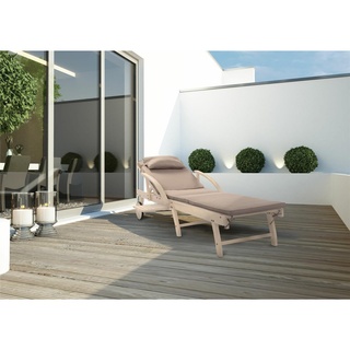 Gartenliege elegante Sonnenliege St. Tropez 100% FSC® Akazienholz, Set, 1 St., inkl. Auflage, verstellbares Kopfteilund und Fußteil braun