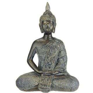 Dekofigur I.GE.A. "Buddha Figur sitzend meditierend Statue Figuren Skulptur" Dekofiguren Gr. B/H: 15 cm x 20 cm, braun (braun, grau) Deko-Objekte Garten-Figur Wohnaccessoire