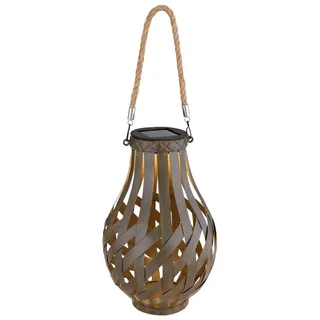 LED Solarleuchte, Bambus, Braun, Schalter, H 27 cm - Braun