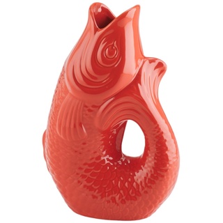 Gift Company Vase Monsieur Carafon S, Dekovase in Fisch-Form, Steingut, Coral Red, 25 cm, 1087403003