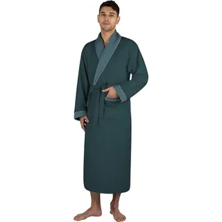 normani Herren Bademantel leichter Morgenmantel für Männer aus Waffelpique 100% Bambusviskose mit Geschenkkarton - in Europa hergestellt - 4XL-5XL