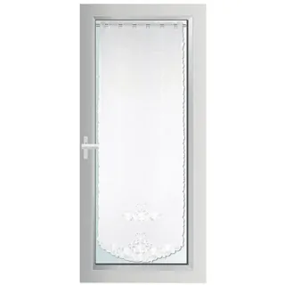 Arsvita Panneaux Blumen Mona mit Stickerei, Schlaufen, transparent, Türpanneaux 180x60cm Stangendurchzug, Voile Kurzgardine Bistrogardine weiß