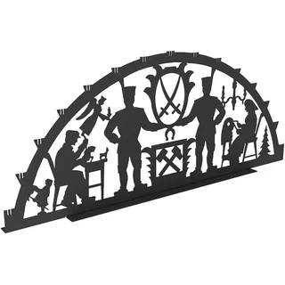 KNOBLOCH Schwibbogen aus Metall Winter-Motiv | XXL für außen | Schwarz | Outdoor | Weihnachtsdeko für Fenster, Garten und Balkon | Weihnachtsbeleuchtung (150 cm, Bergmann)