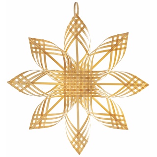 Stern aus Bambus - 35 cm - Handgefertigte Weihnachtsdeko im Naturlook - Filigranes Design - Ideal für Fenster, Wand, Raumdekorationen
