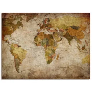 Wandbild »Weltkarte«, Landkarten, (1 St.), als Alubild, Outdoorbild, Leinwandbild, Poster, Wandaufkleber, 29601060-0 braun B/H: 40 cm x 30 cm