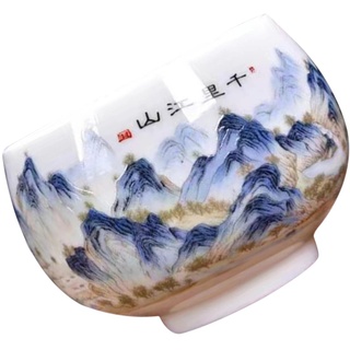 OFFSCH Teetasse Aus Blauem Und Weißem Porzellan Blaues Dekor Chinesische Teeschale Mini-teetassen Mini-weingläser Asiatisch Japanischer Matcha-tee Blumen Konzentrieren Keramik Büro