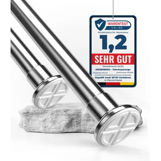 MEISENBERG Vorhangstange ohne Bohren 50-80cm Ø25mm - Gardinenstange zum Klemmen - Edelstahl - Spannstange Ausziehbar - Klemmstange für Gardinen