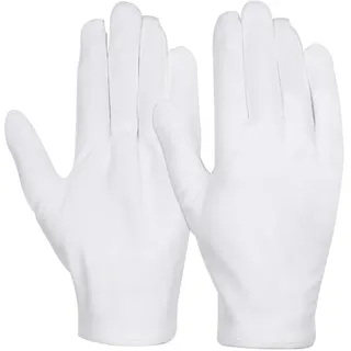 Anezus Baumwollhandschuhe, 3 Paar weiße Stoff-Servierhandschuhe für Ekzeme, feuchtigkeitsspendend, trockene Hände, Silber, Archivkostüm, Inspektion, mittlere Größe