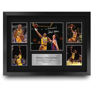 HWC Trading FR A3 Kareem Abdul-Jabbar Lakers Geschenke Gedruckt, Signiert Autogramm-Präsentation-Display Für Basketball-Erinnerungsstücke-Fans - A3 Eingerahmt