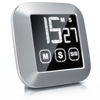 BEARWARE Küchentimer digital - Küchenwecker Eieruhr - digital mit 3 x Touchbutton - LCD Display - Countdown und Countup bis 99 Minuten - Uhrzeit