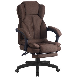 Schreibtischstuhl Bürostuhl Stoff Gamingstuhl Racing Chair Chefsessel mit Fußstütze, Farbe:Braun