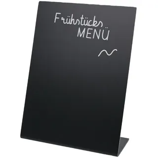 HMF 46430 Tischaufsteller Kreidetafel, L-Aufsteller, DIN A6 Schwarz