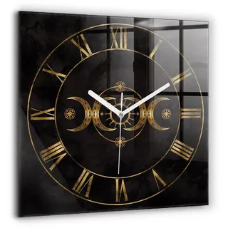 Tulup Wanduhr Rechteckige Glasuhr Goldene Römische Ziffern Uhr aus Gehärtetem Glas weiß 60 cm x 60 cm
