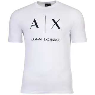 AX ARMANI EXCHANGE Herren T-Shirt - Rundhals, Kurzarm, Logoprint, Baumwolle Weiß S